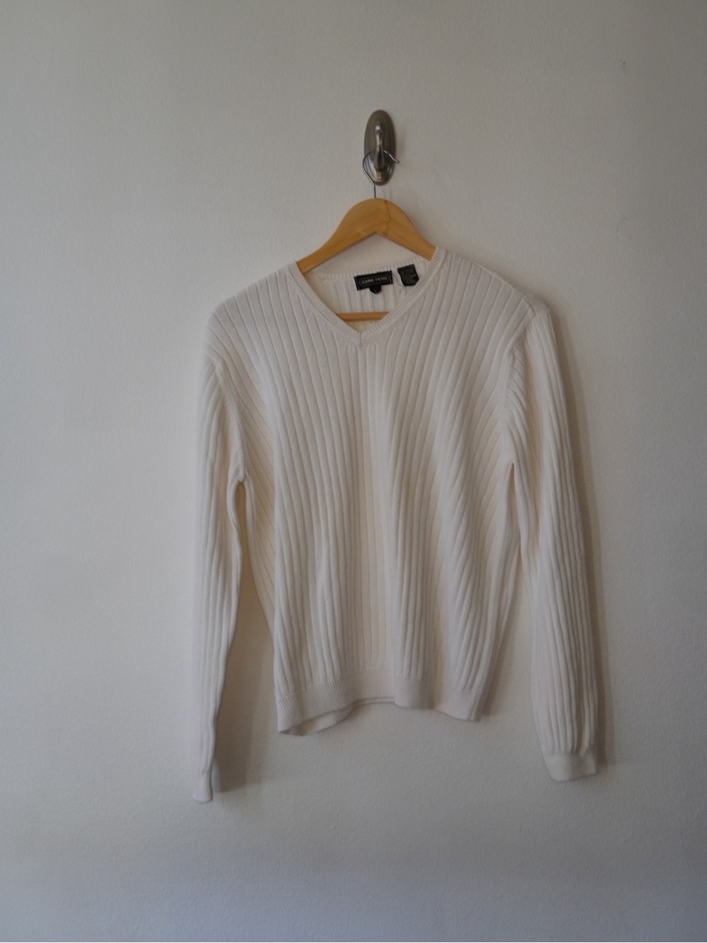 JEANNE PIERRE Cream Ribbed Knit Sweater